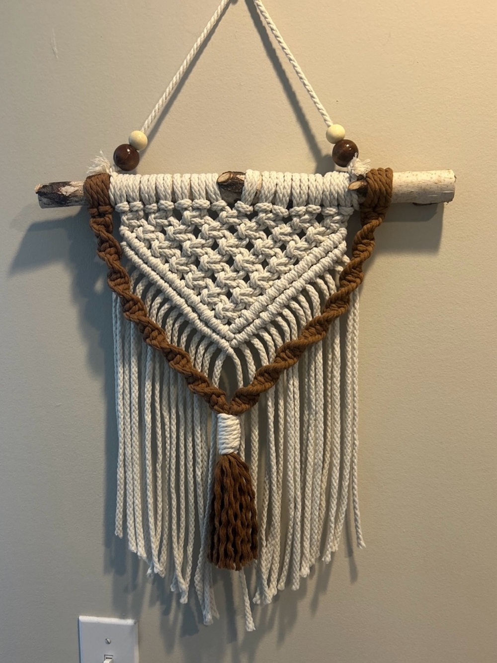 Handmade Cream and Brown Macramé Wall Hanging